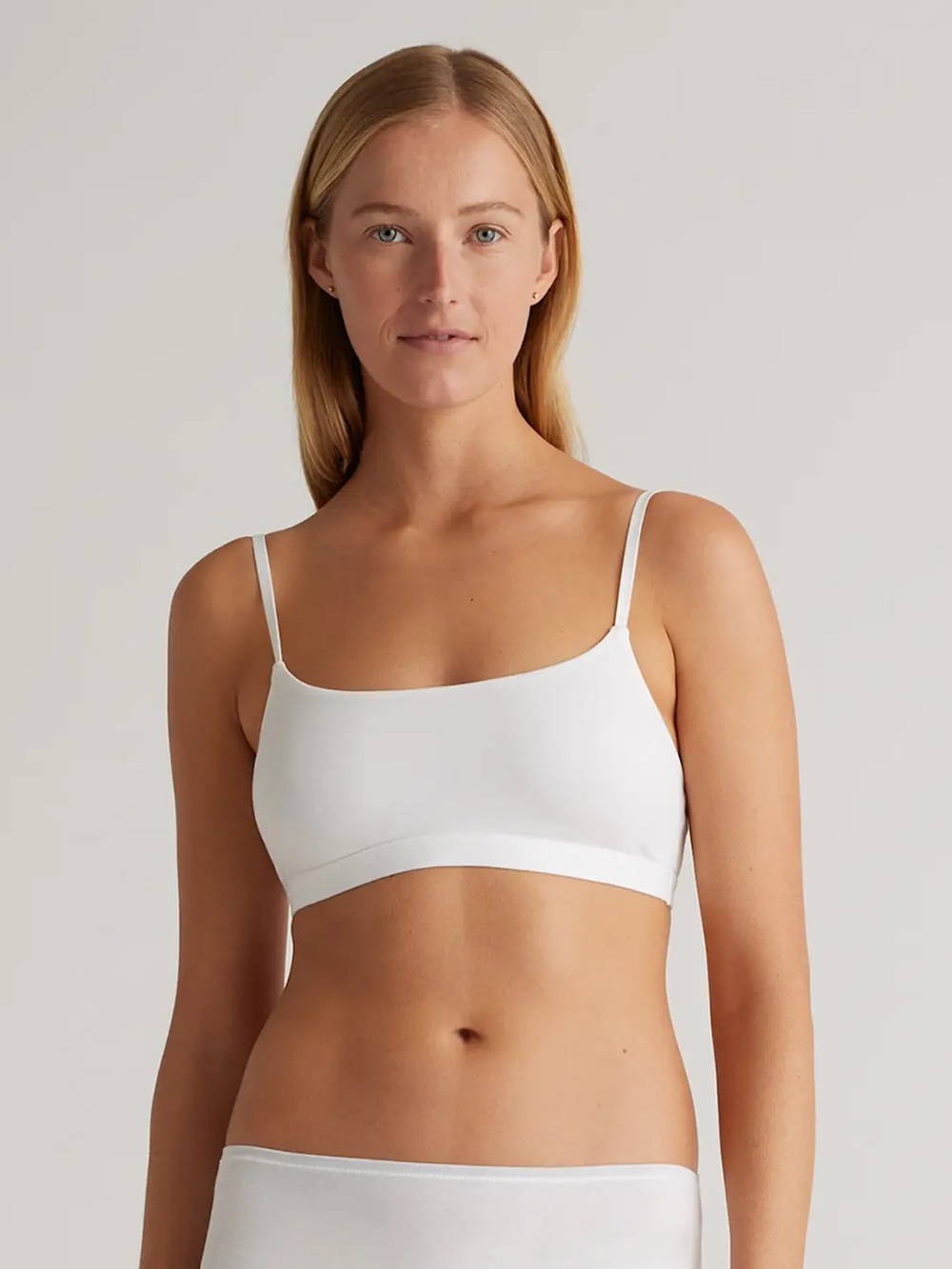 NWOT QUINCE 2 Pack Organic Cotton Scoop Bralettes Large Soft White 1014